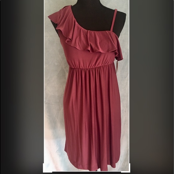 🎉HP🎉Soma Fig One Shoulder Ruffle Dress - Picture 3 of 7